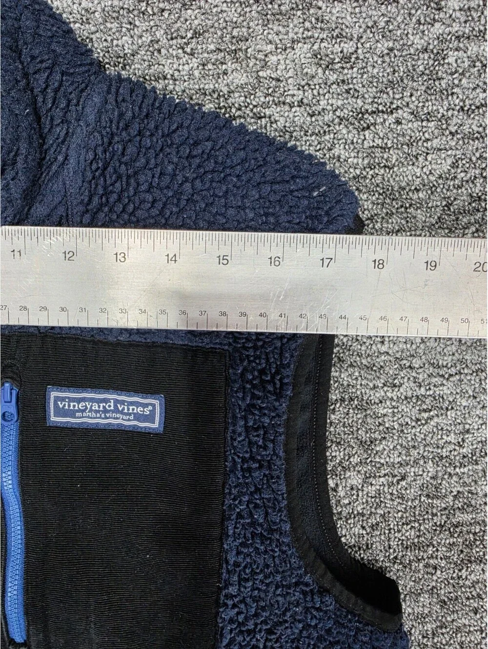 Vineyard Vines SuperShep Men's Vest Blue Full Zip Stand-Up Collar Pockets M